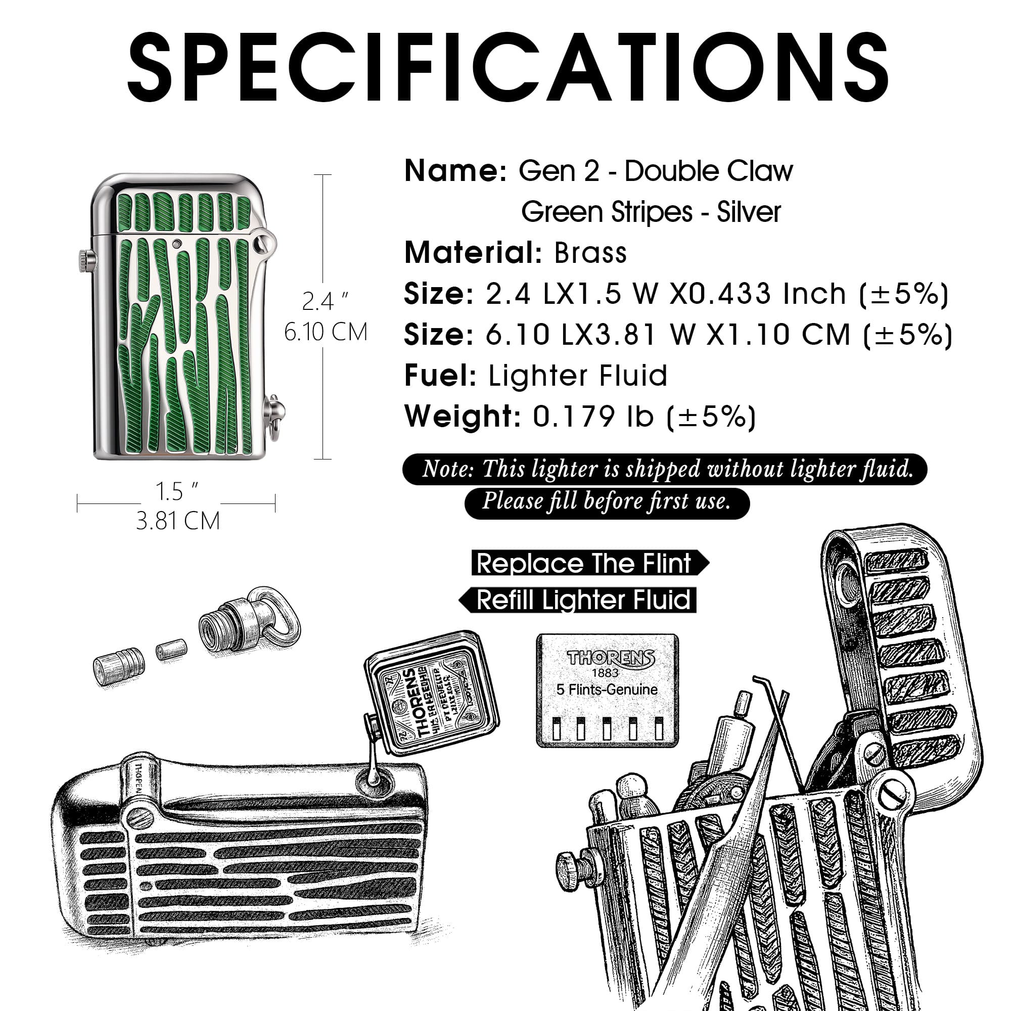 Gen 2 - Double Claw - Green Stripes - Silver - Image 4