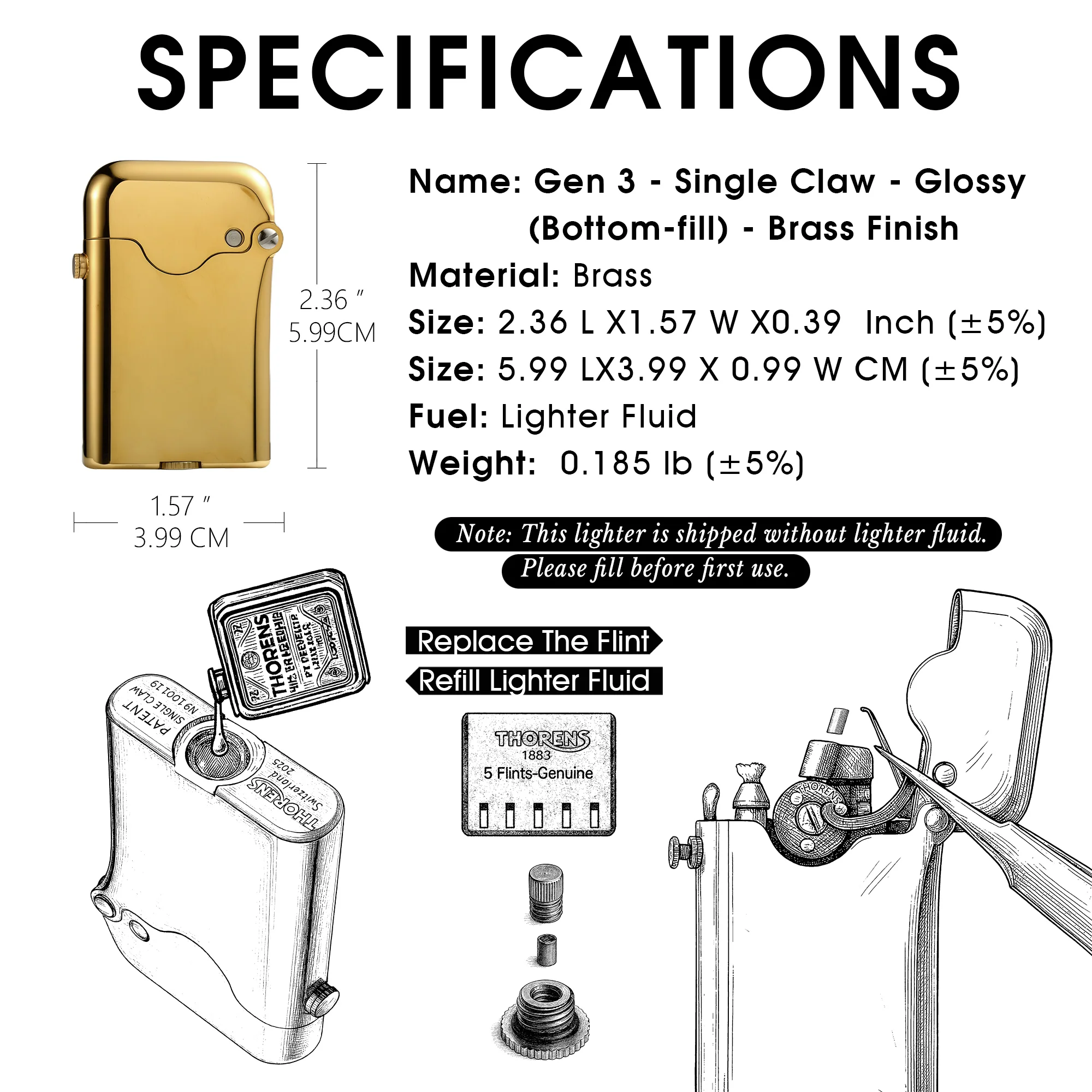 Gen 3 - Single Claw - Glossy (Bottom-fill) - Brass Finish - Image 4