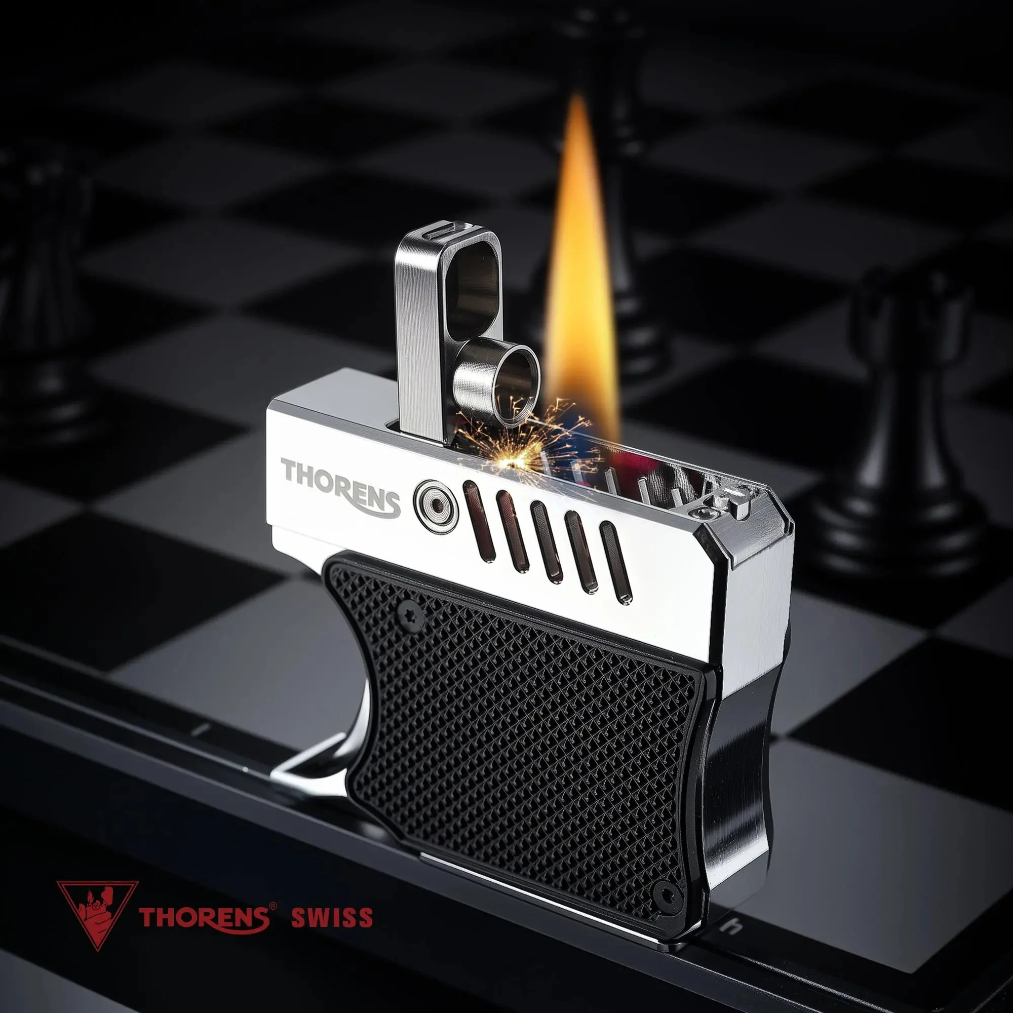 Gun Lighter - Black With Silver - Image 3