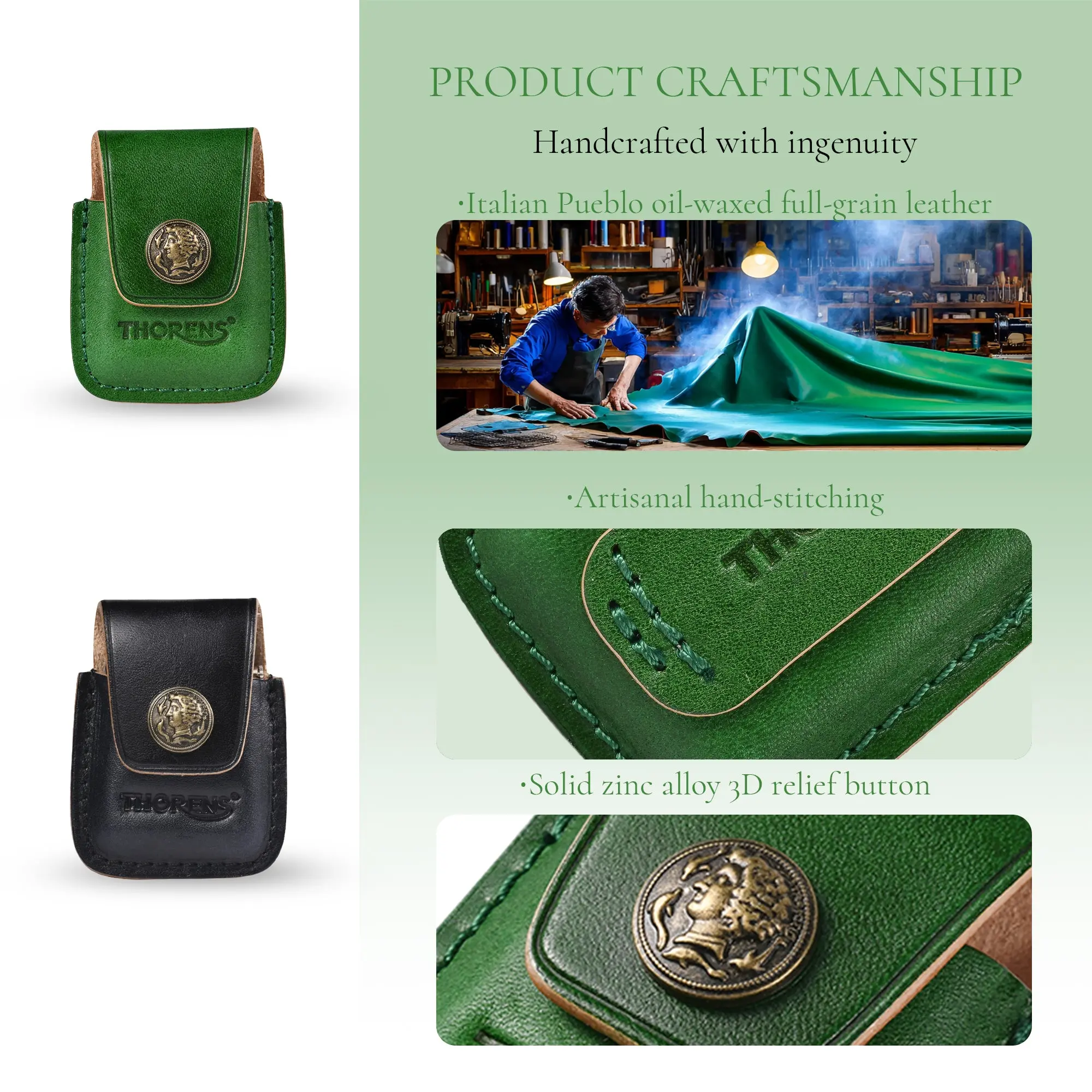 Handcrafted Leather Lighter Case - Black - Image 4