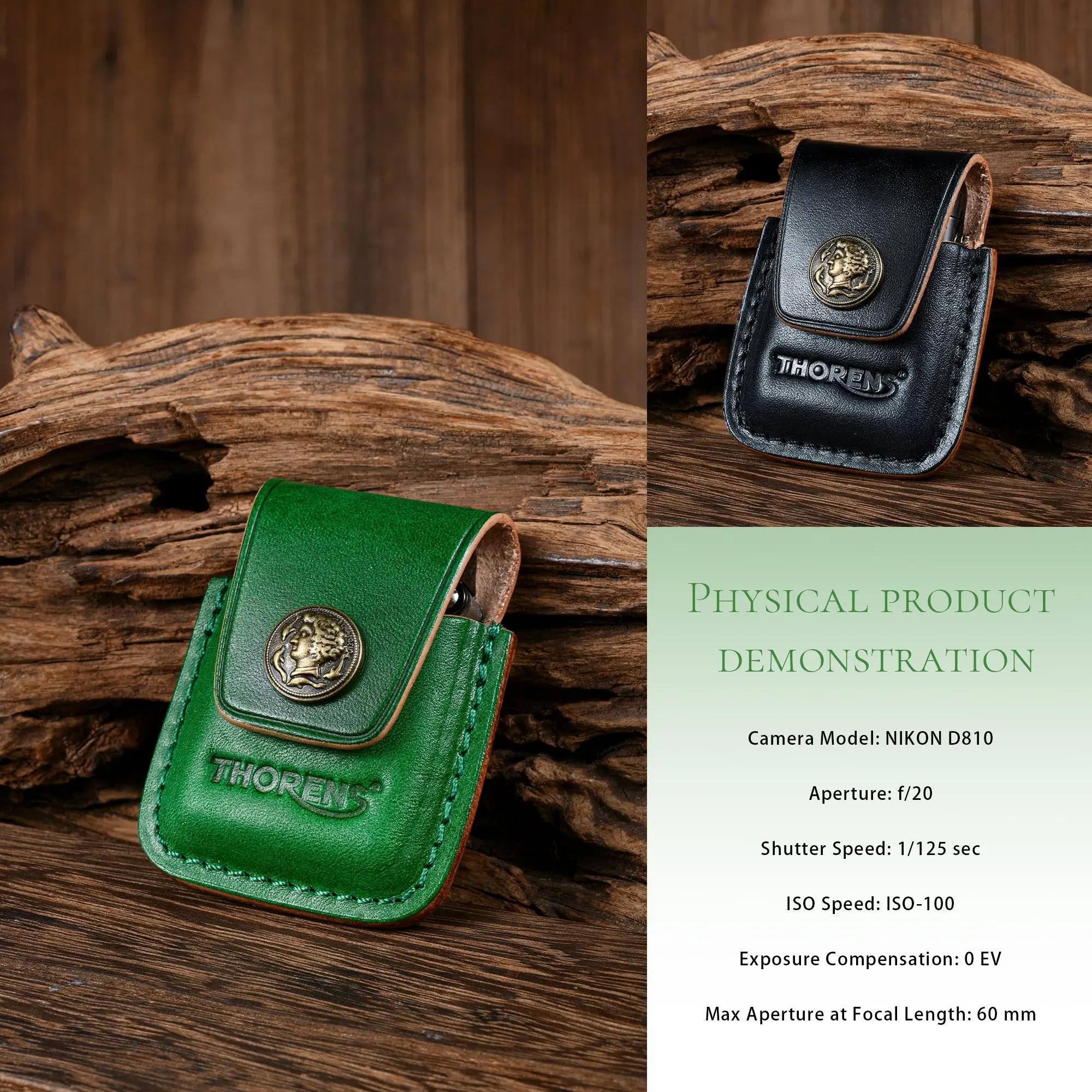Handcrafted Leather Lighter Case - Green - Image 6