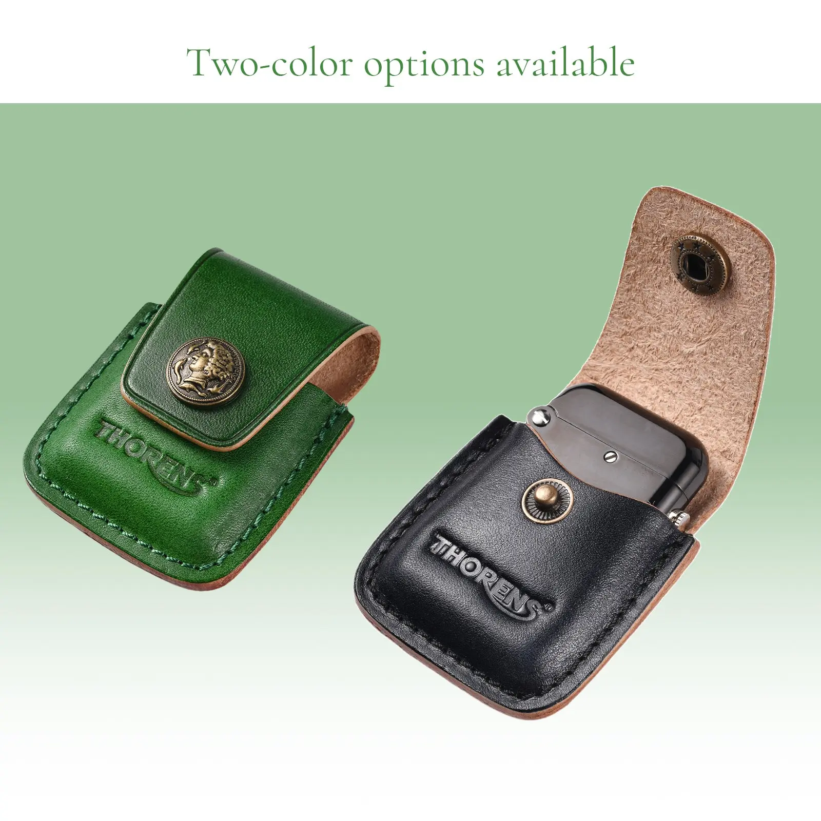 Handcrafted Leather Lighter Case - Green - Image 8