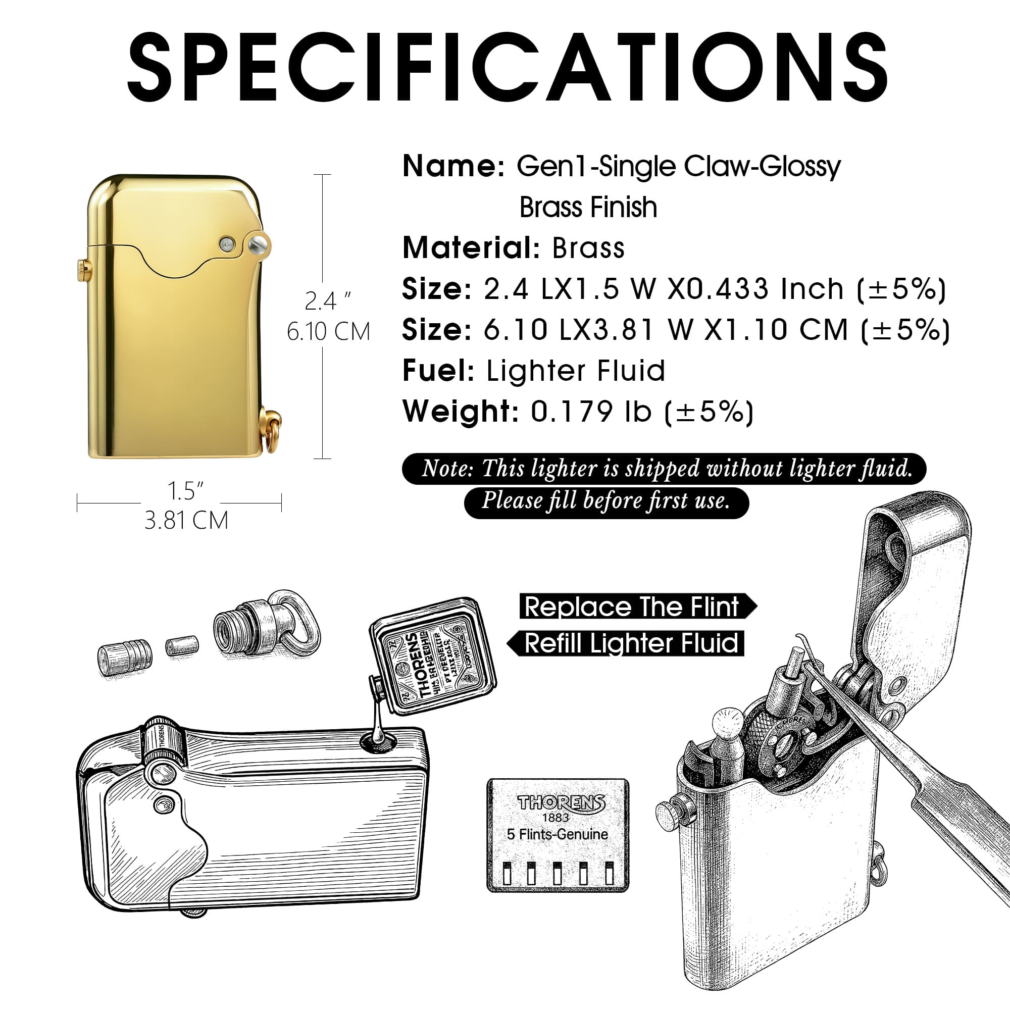 Gen 1 - Single Claw - Glossy - Brass Finish - Image 4