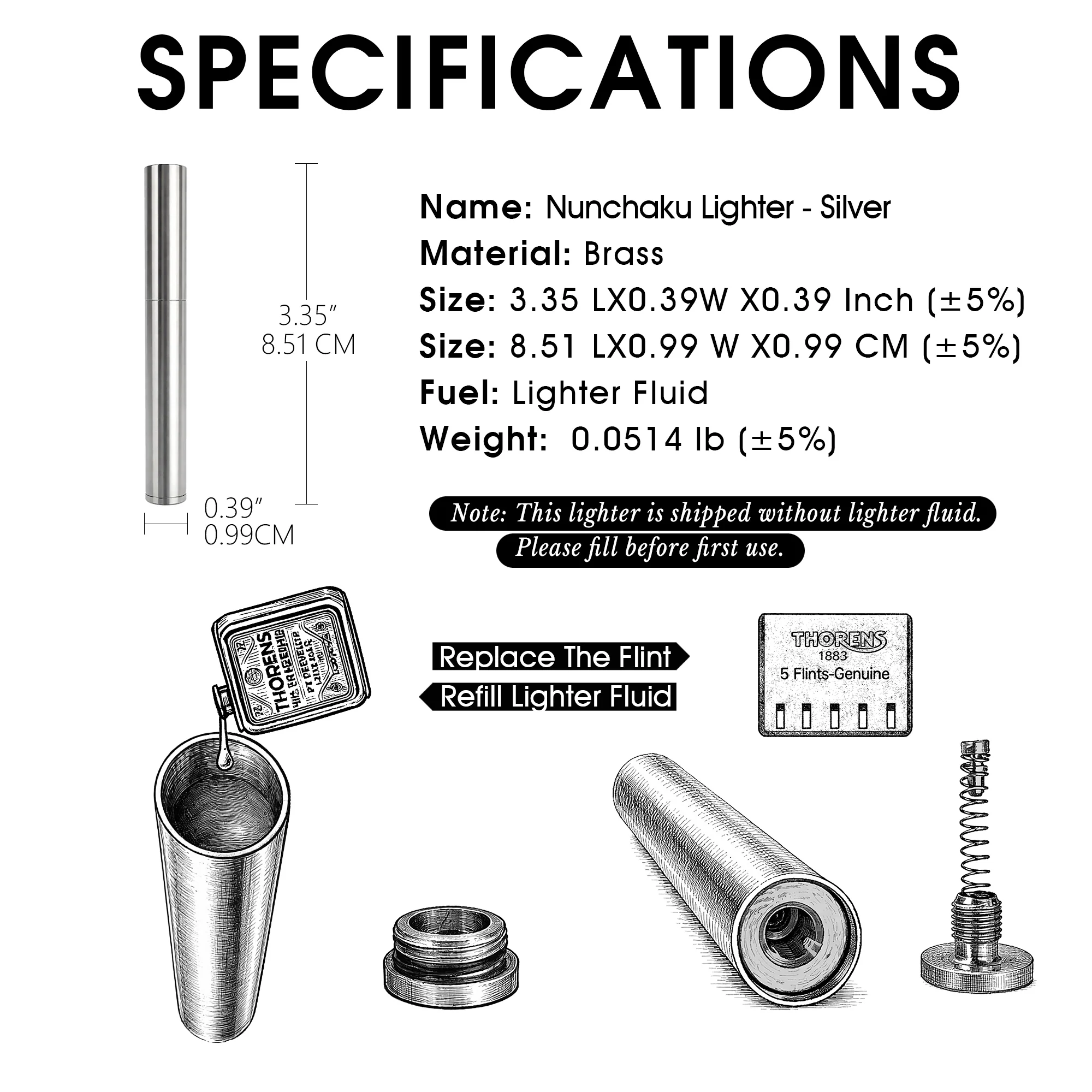 Nunchaku Lighter - Silver - Image 4