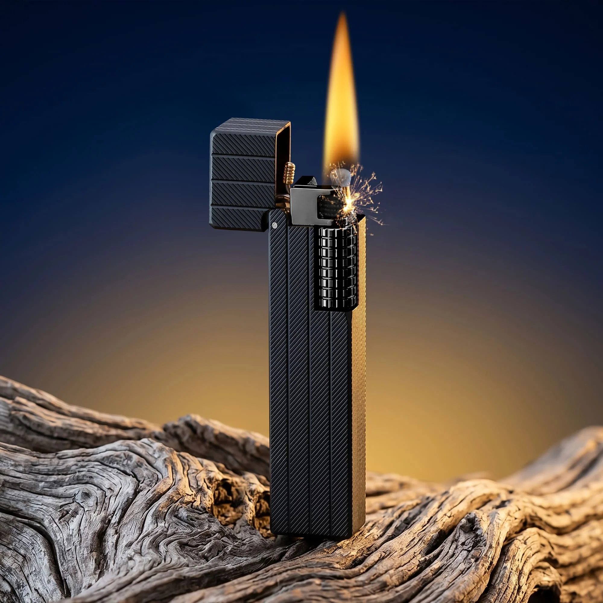 Rectangular Lighter - Diagonal Pattern - Black - Image 10