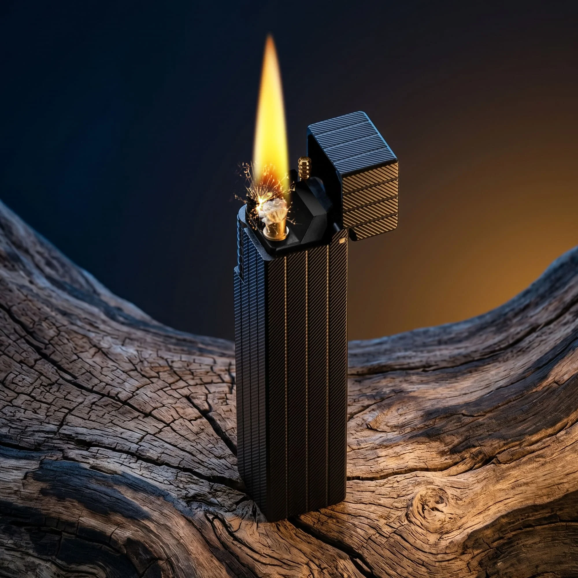 Rectangular Lighter - Diagonal Pattern - Black - Image 3