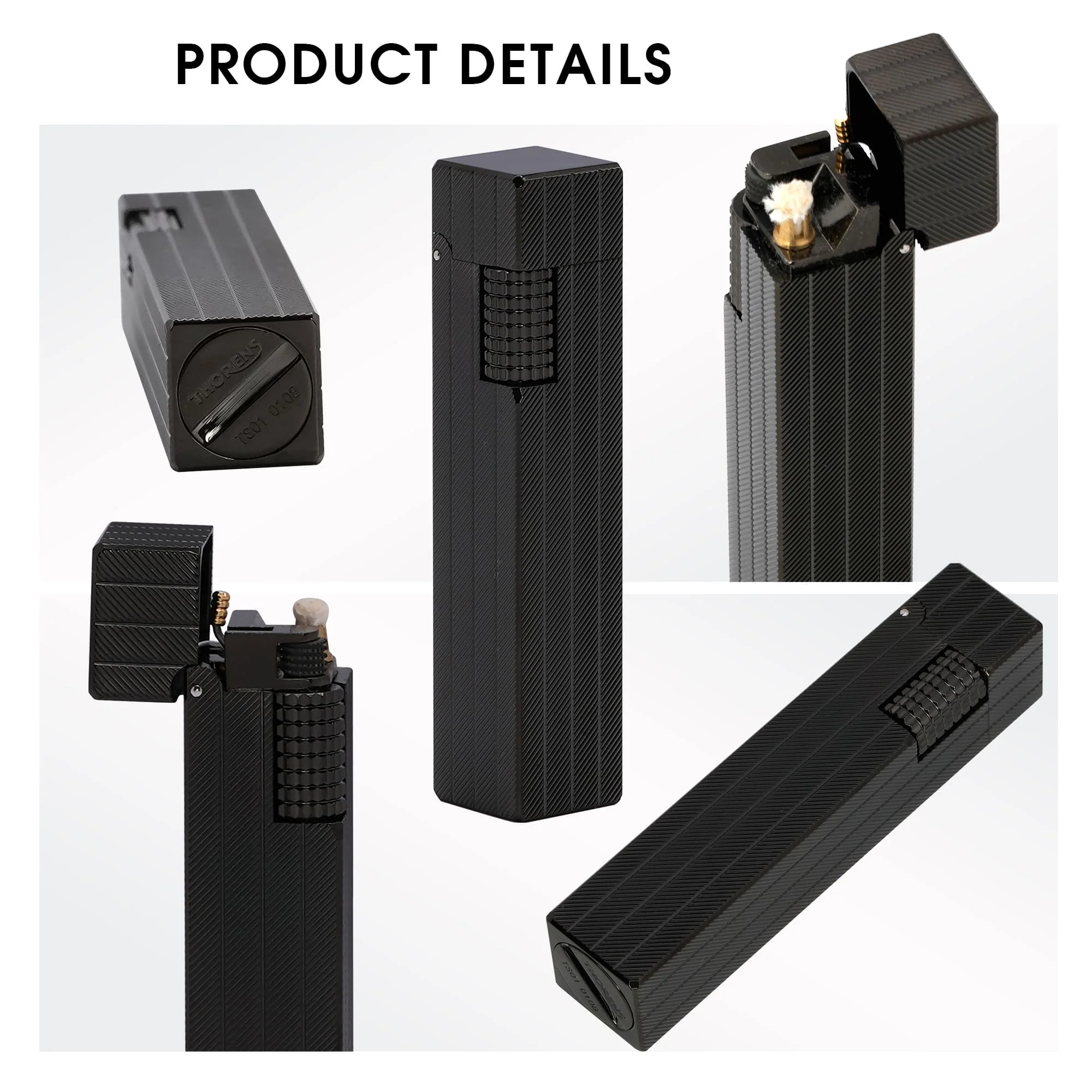 Rectangular Lighter - Diagonal Pattern - Black - Image 6