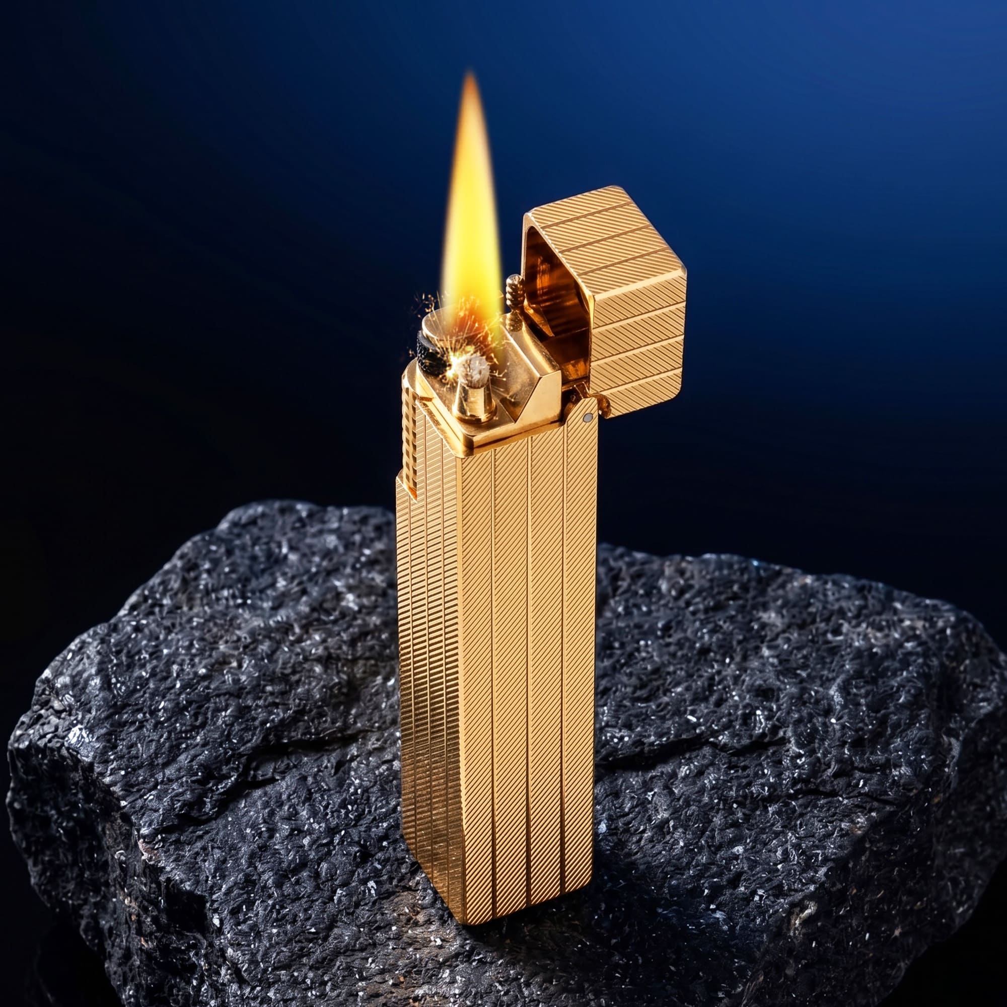 Rectangular Lighter - Diagonal Pattern - Gold - Image 3
