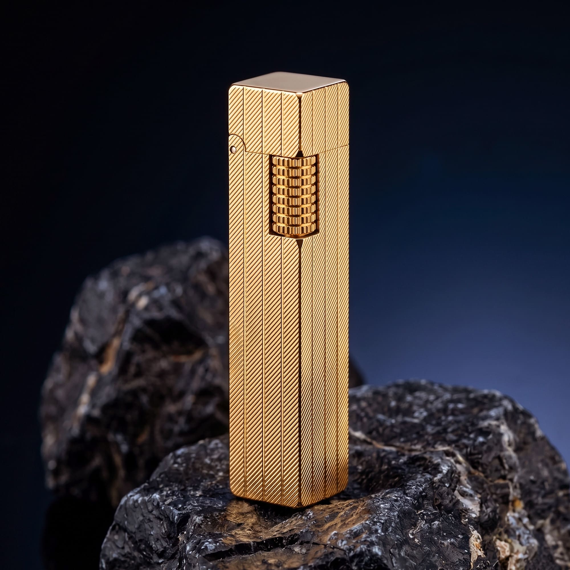 Rectangular Lighter - Diagonal Pattern - Gold - Image 7