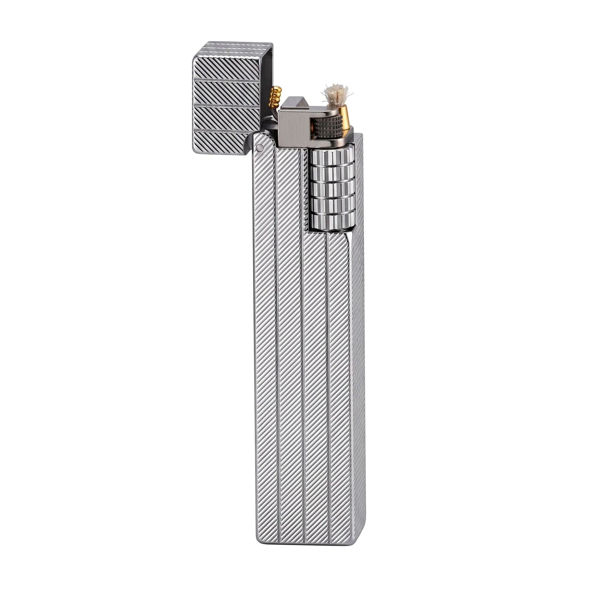 Rectangular Lighter - Diagonal Pattern - Silver - Image 2