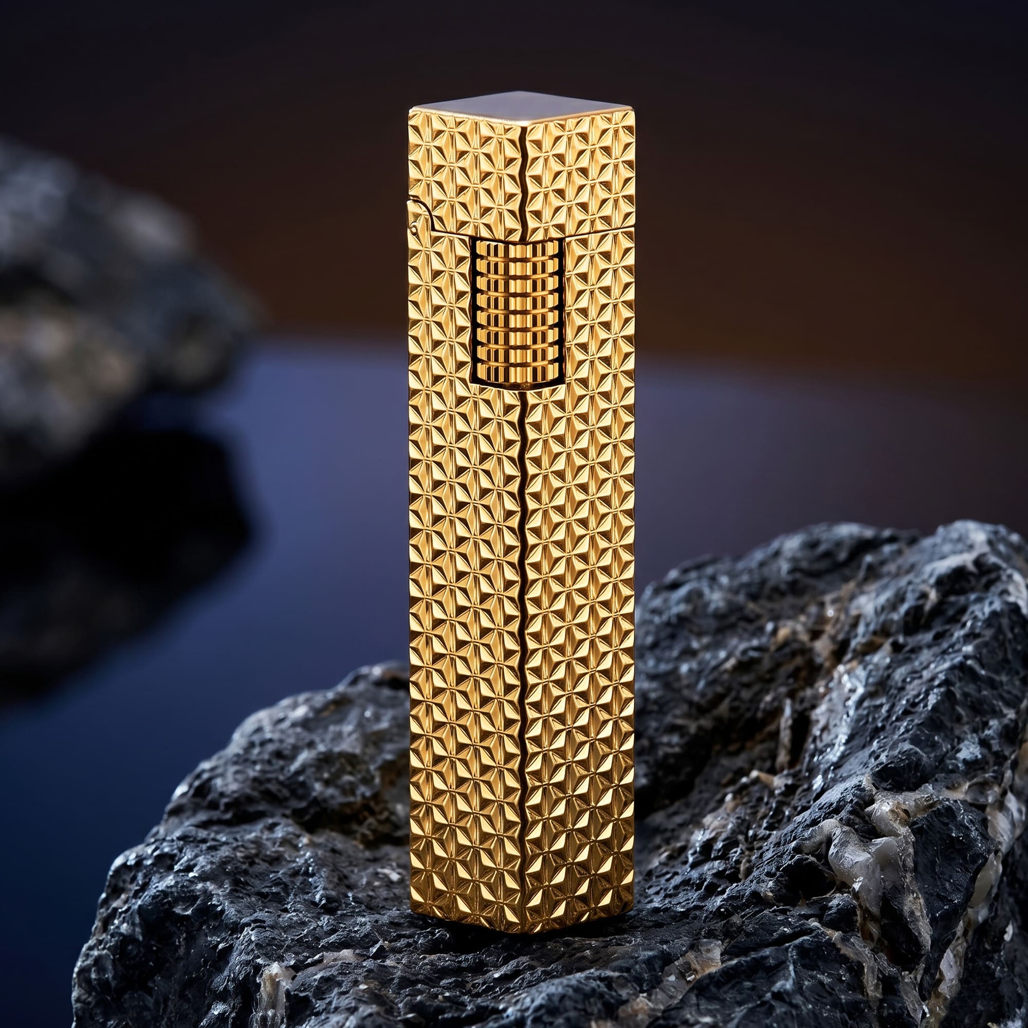 Rectangular Lighter - Starburst Pattern - Gold - Image 7