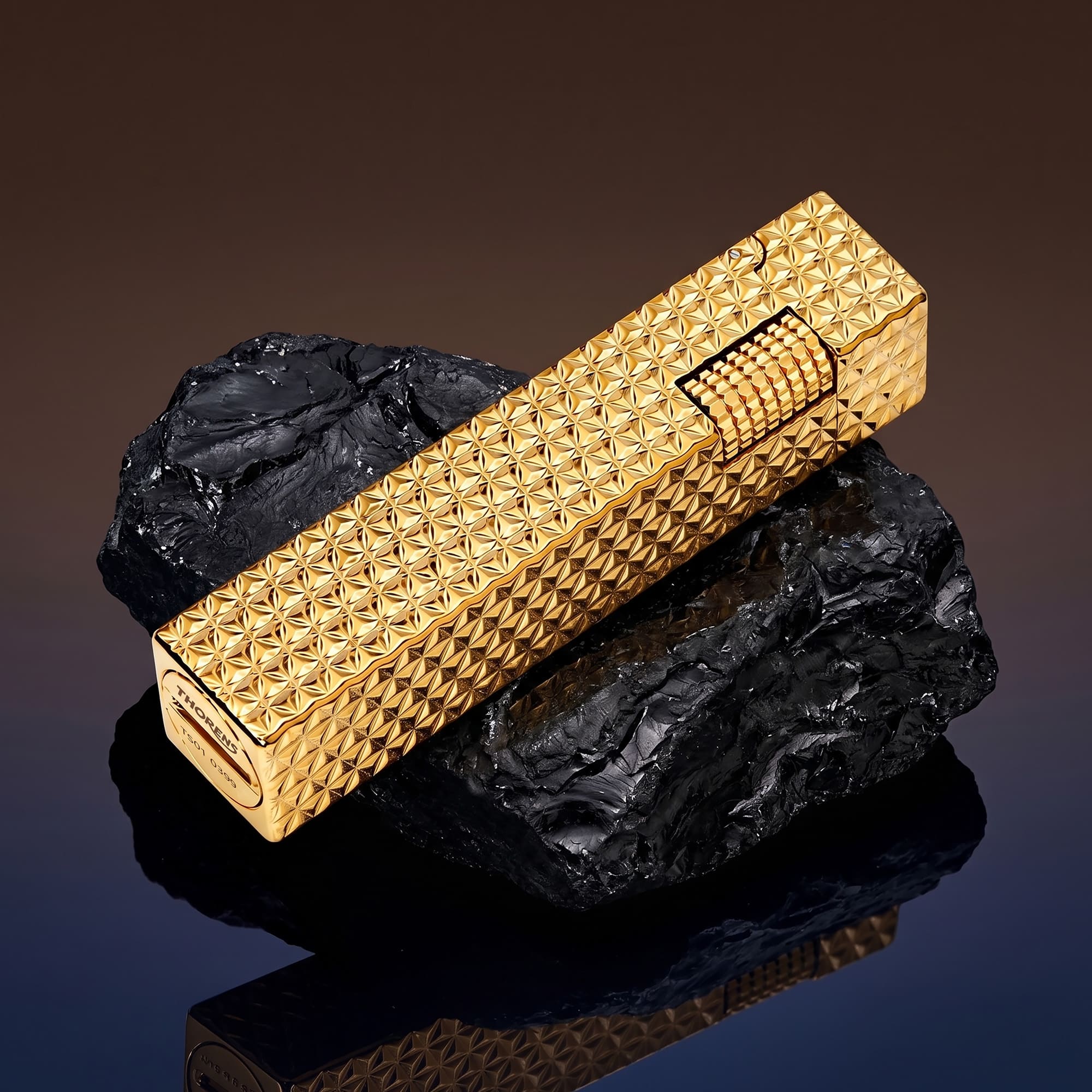 Rectangular Lighter - Starburst Pattern - Gold - Image 8