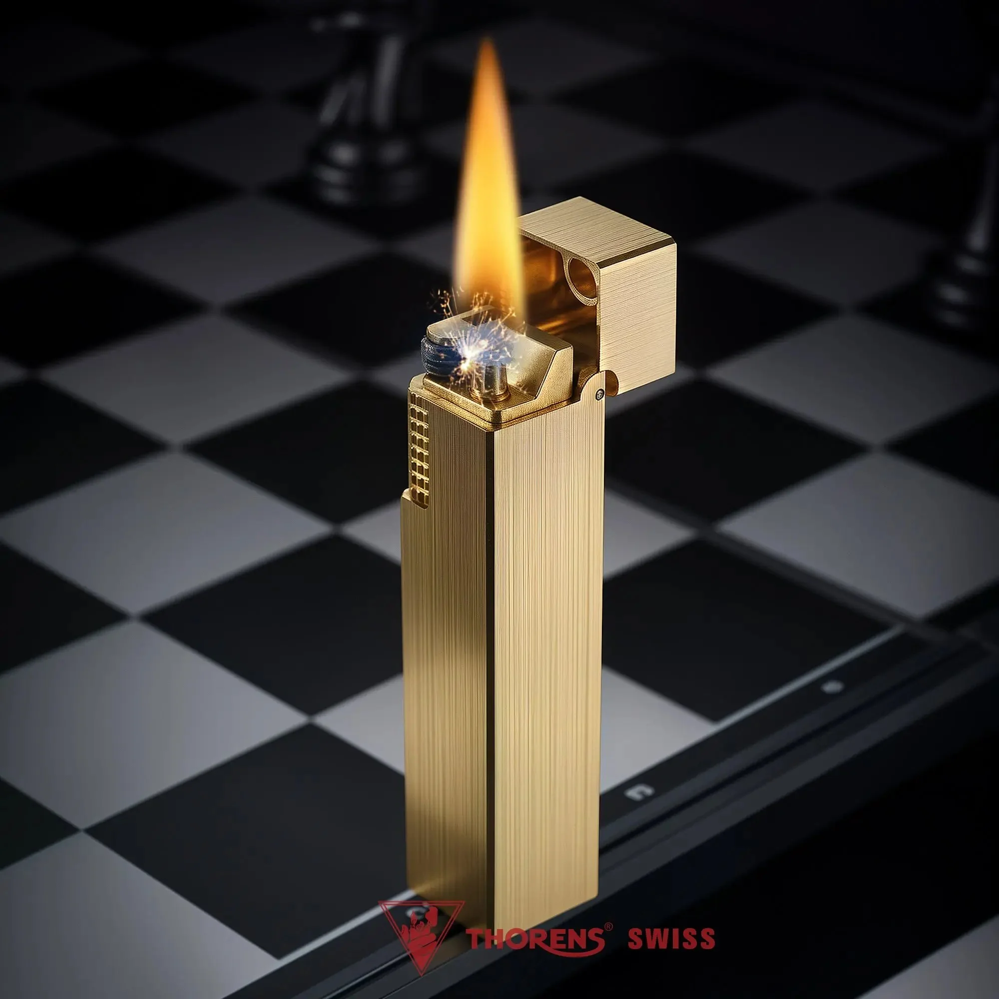 Rectangular Lighter - Glossy - Brass Finish - Image 3