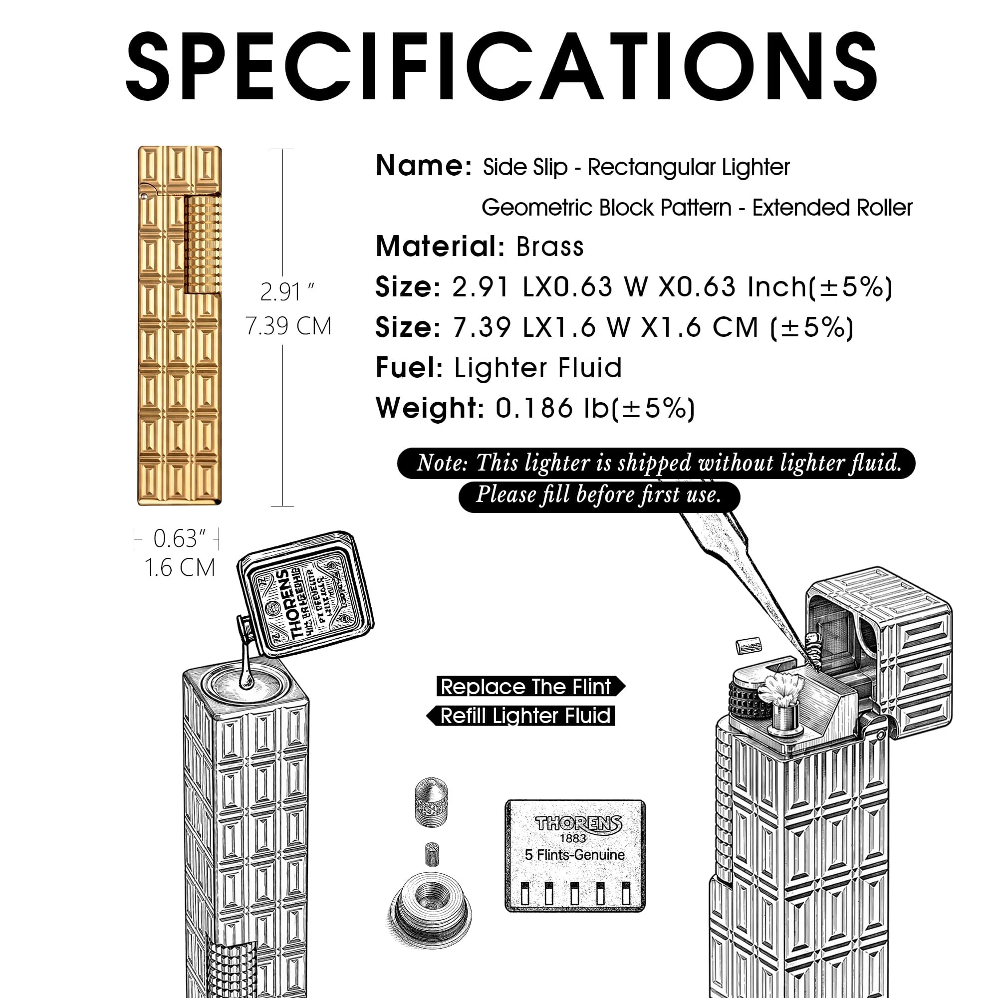 Rectangular Lighter - Geometric Block Pattern - Extended Roller - Image 4