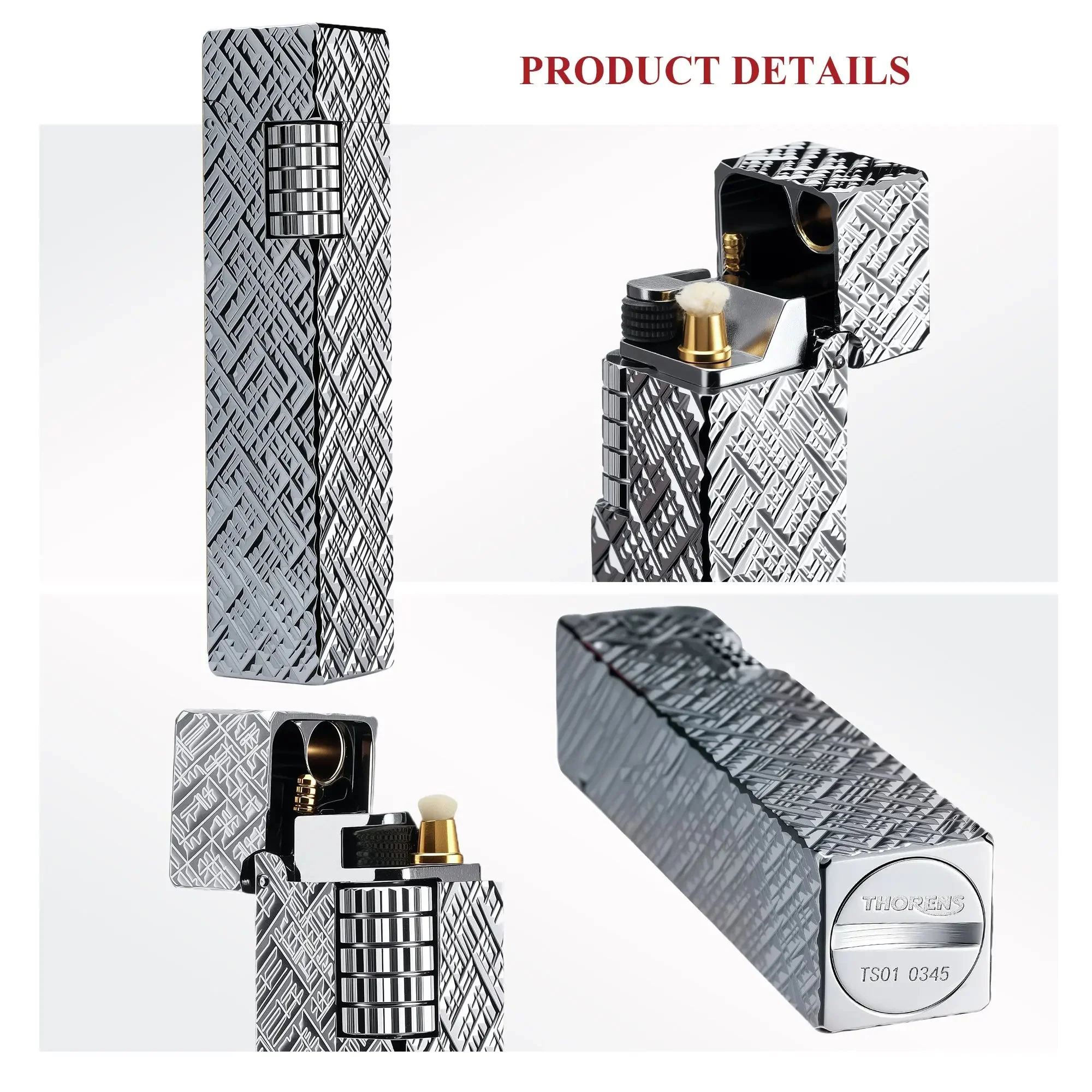 Rectangular Lighter - Silver Carving - Image 6