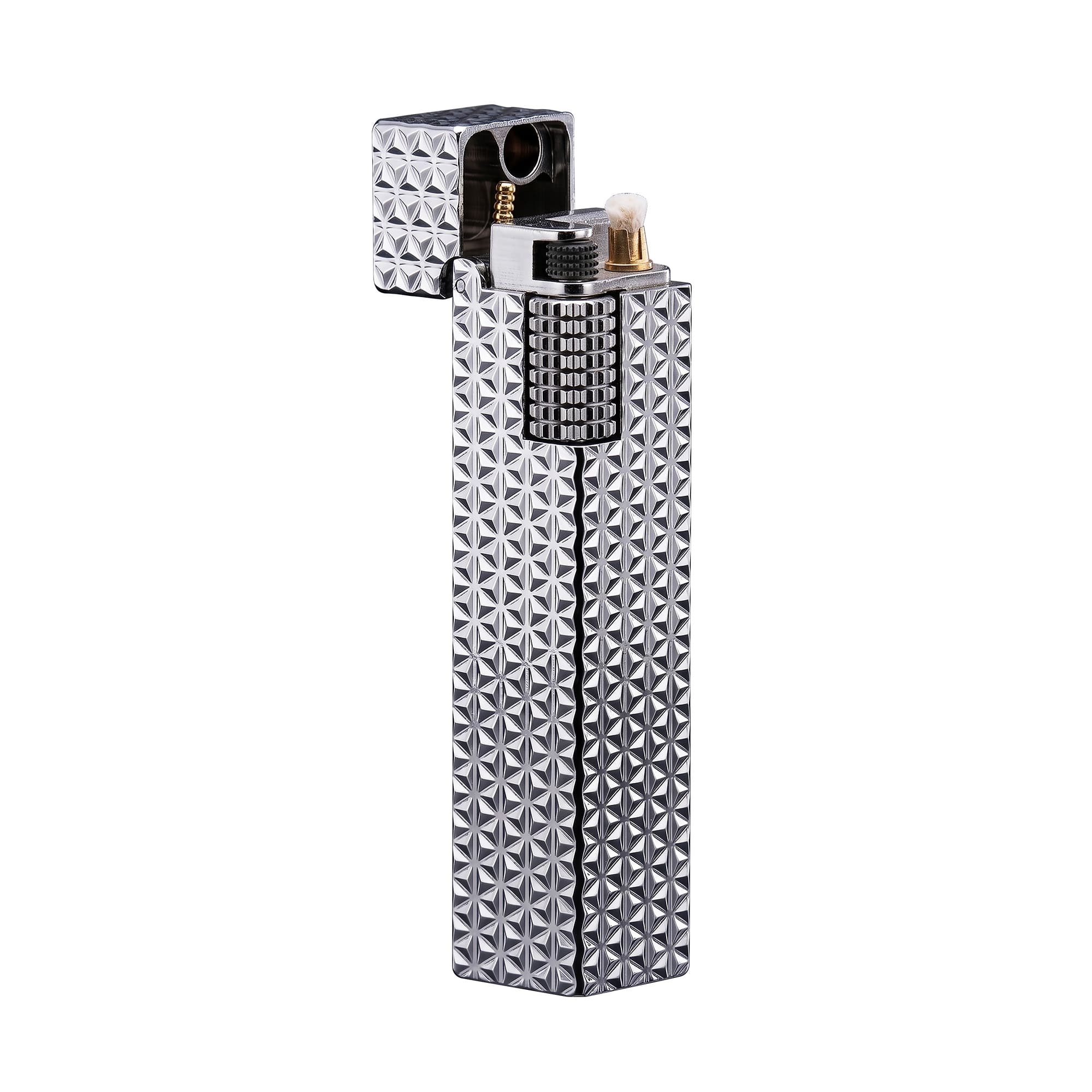 Rectangular Lighter - Starburst Pattern - Silver - Image 2