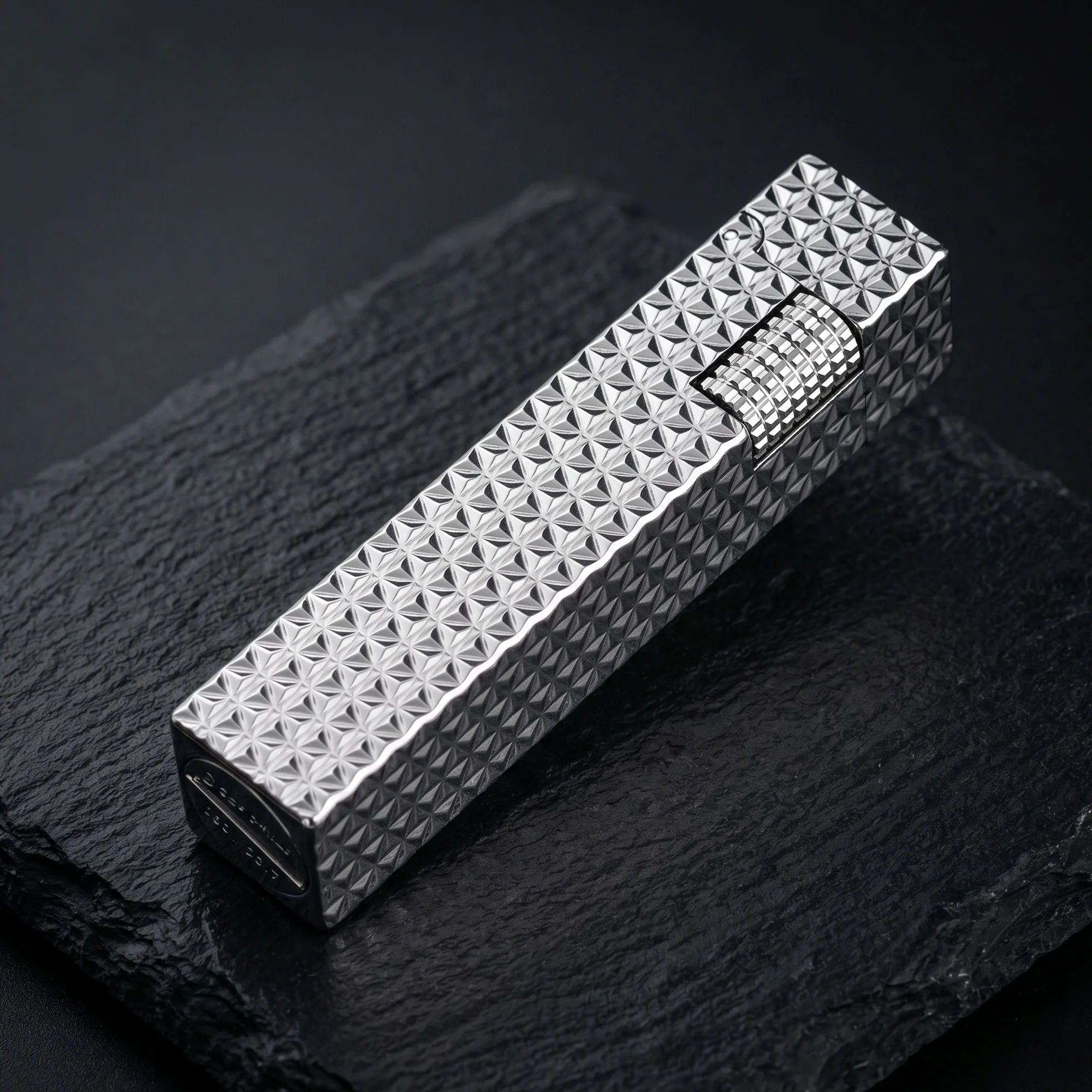 Rectangular Lighter - Starburst Pattern - Silver - Image 9