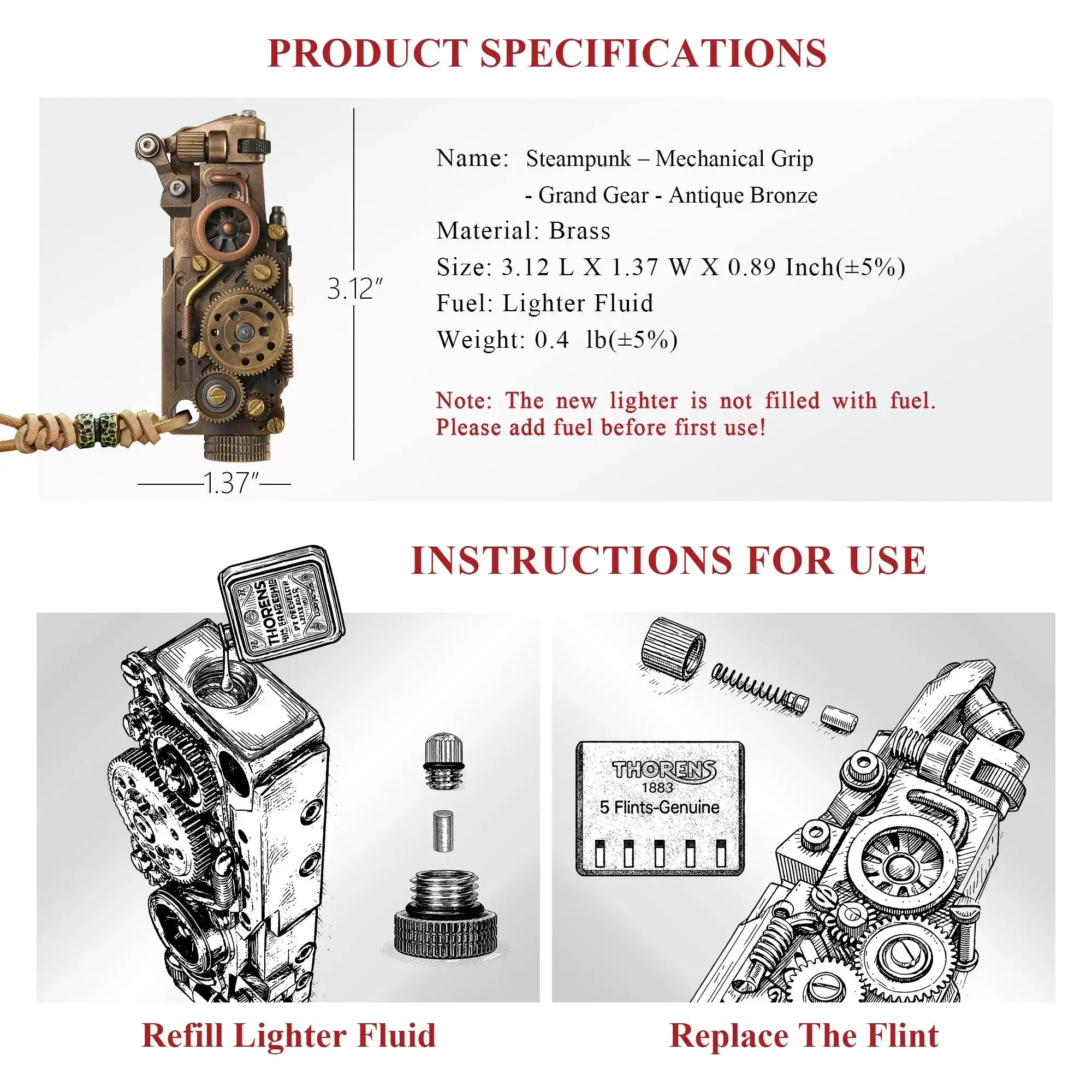 Steampunk – Mechanical Grip - Grand Gear - Antique Bronze - Image 4
